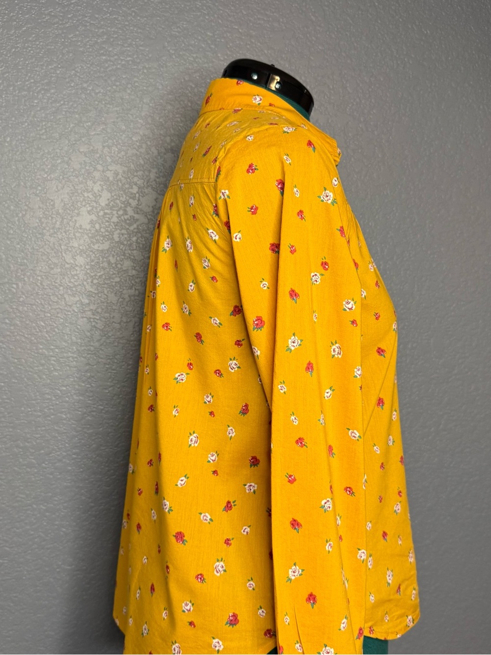 Mauve Anthropologie Mustard Floral Smocked Blouse Cotton Button Up Size 10 - Picture 8 of 12